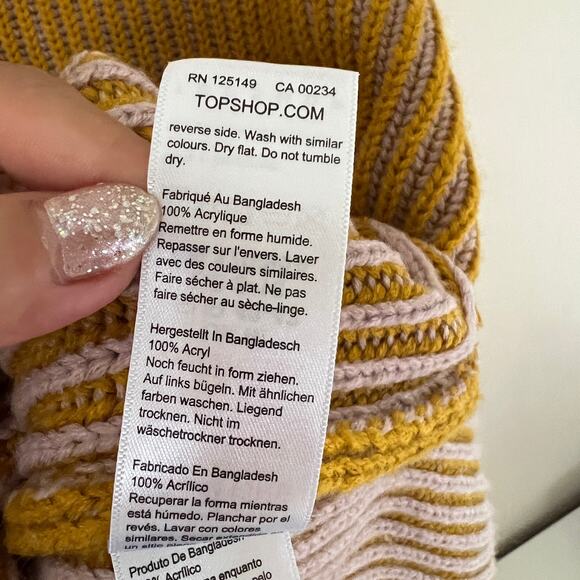 TOPSHOP Mock Neck Sweater in Mustard Size 8-10 Petite - Picture 7 of 11